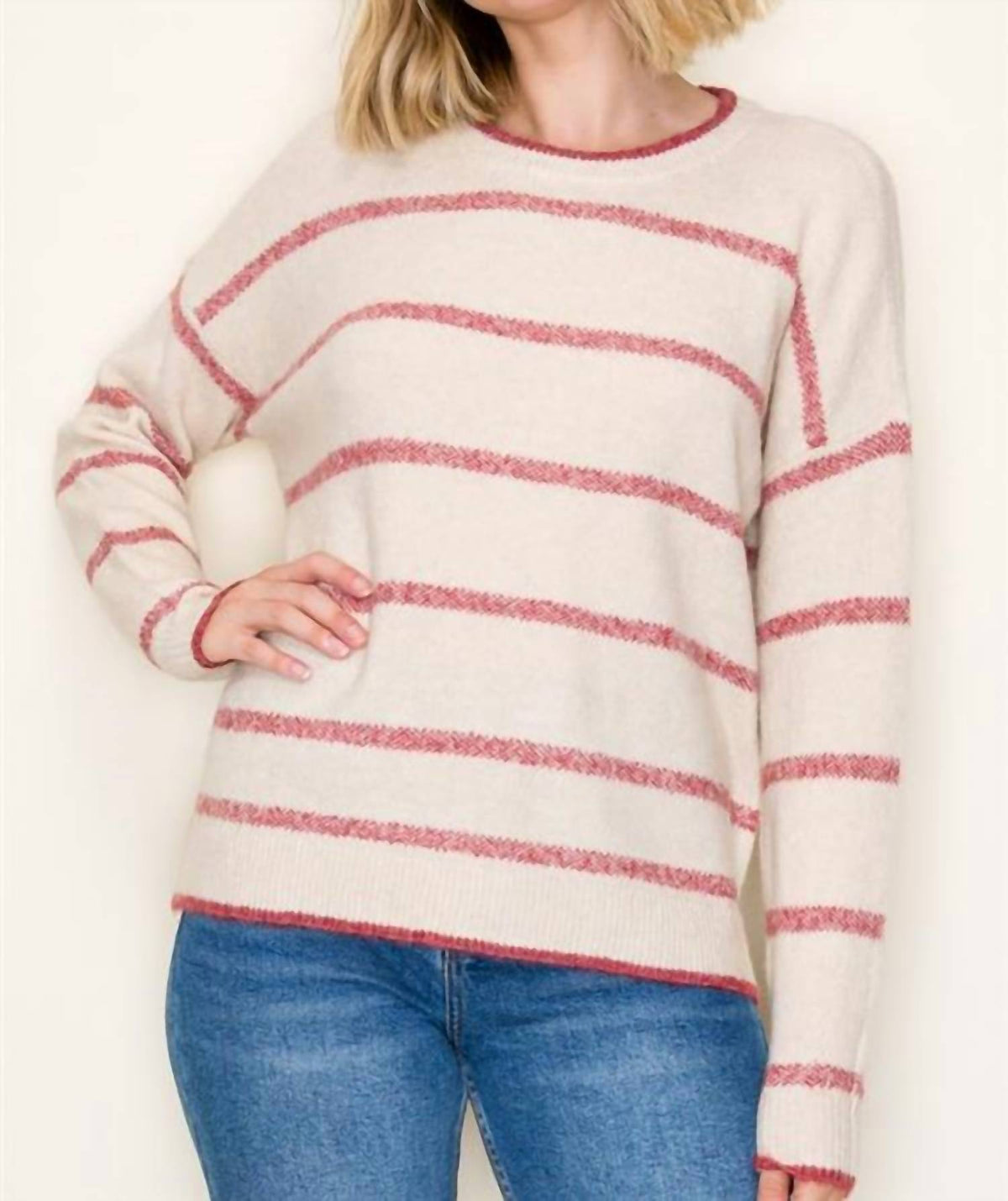 Staccato - Striped Crew Neck Loose Fit Sweater