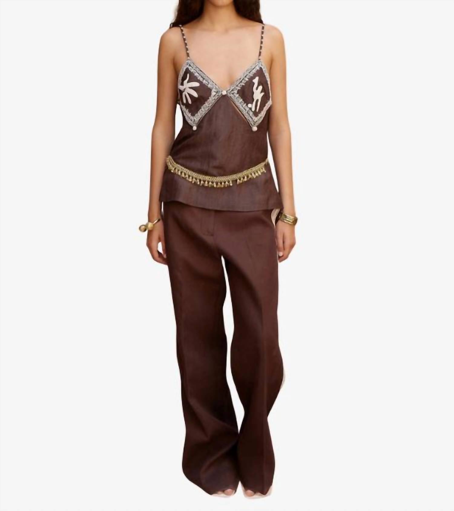 ALEMAIS Leandra Corded Cami Top in chocolate - women's shirt
