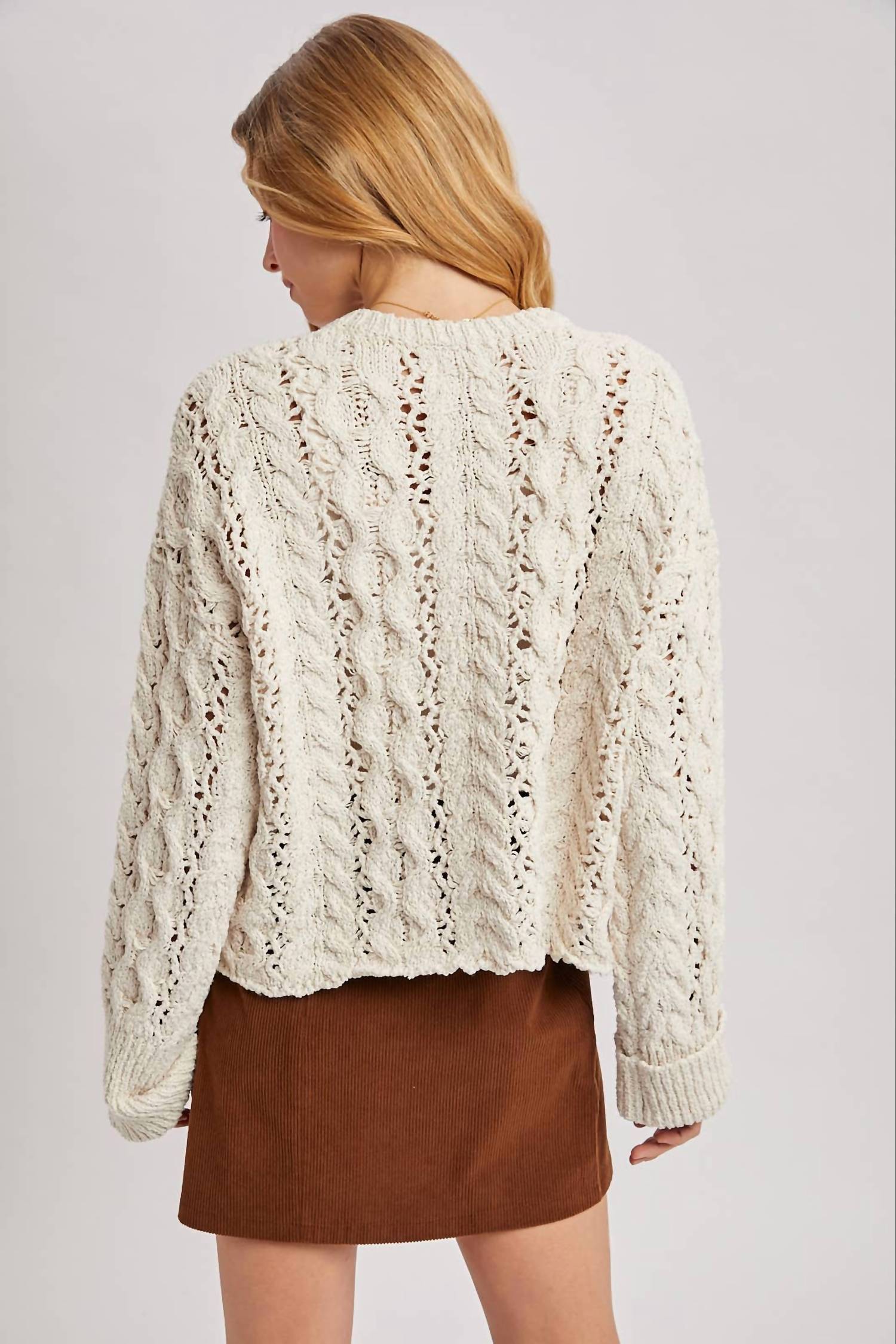 Bluivy - Half-button Down Open Knit Sweater