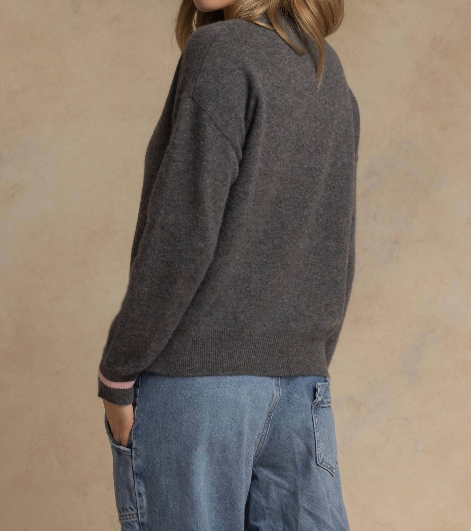 27 Miles Malibu Women's Shaina Sweater in charcoal platicine - women's sweater - detail view