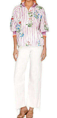 Style USA Printed Half Zip Top in violet multi - women's blouse - view 5