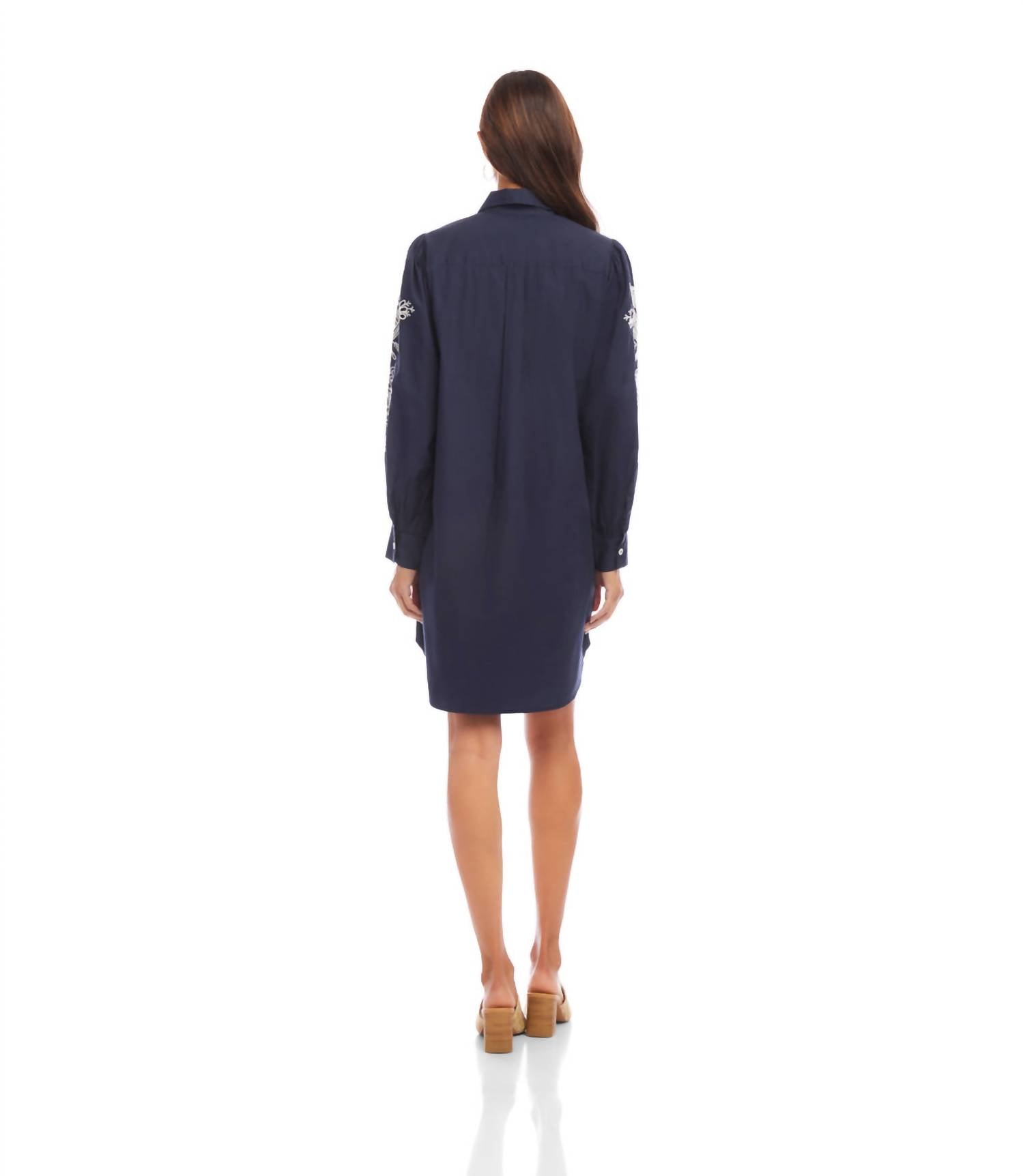 Karen Kane - Embroidered Puff Sleeve Shirtdress