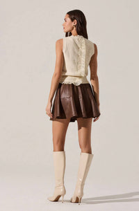 Astr - CHELSEY FLARED FAUX LEATHER SKIRT
