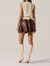 Astr - Chelsey Flared Faux Leather Mini Skirt