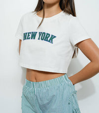 Pretty Garbage - New York varsity letters crop tee