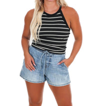 Miou Muse - Day Trip Stripe High Neck Tank Top