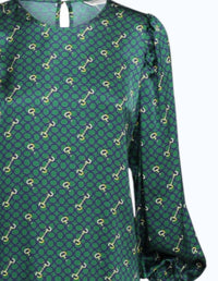 summum Women's Bits And Rounds Top in forest green - women's blouse - detail view
