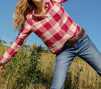 Flags & Anthem Georgianna Collared Neck Shirt in buffalo plaid - women's shirt - alternate view