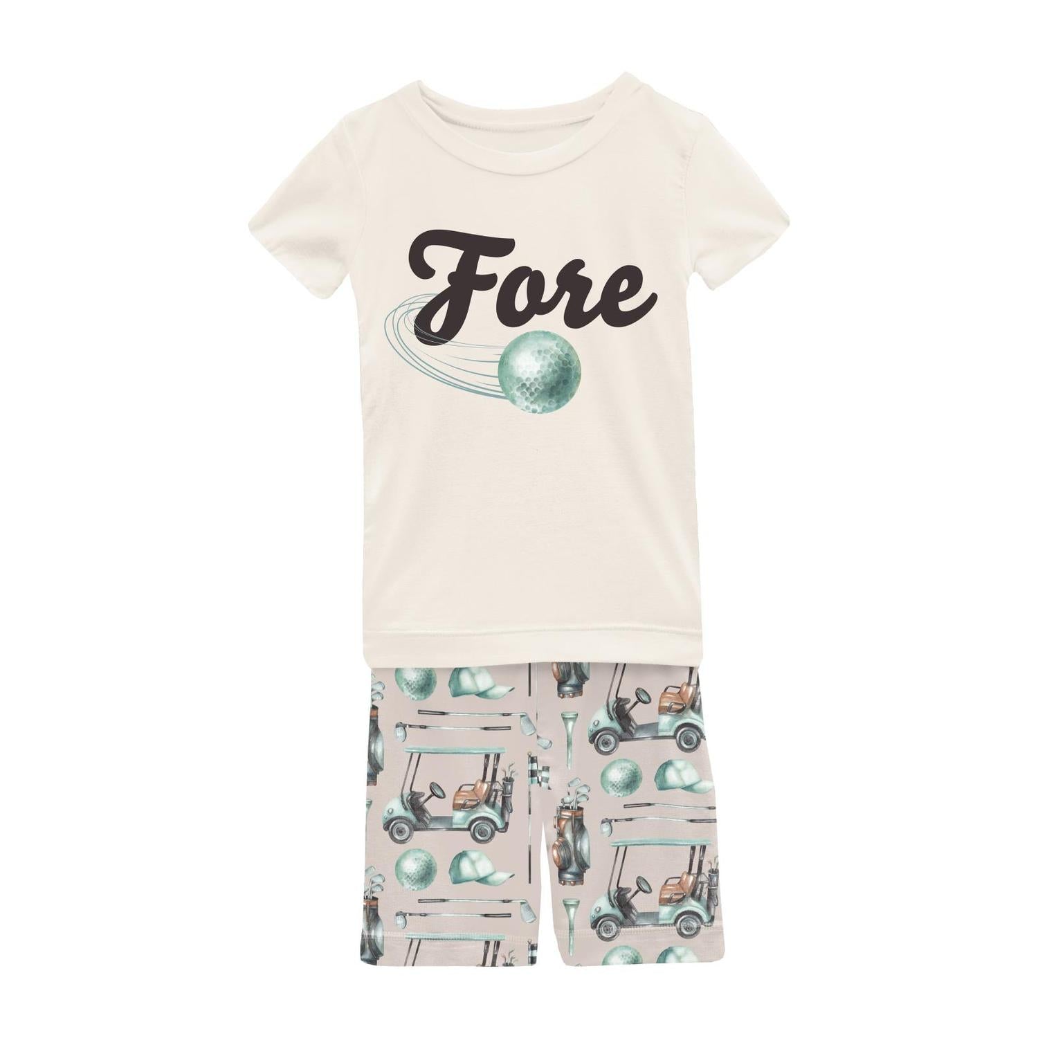 Kickee - Kid's Short Sleeve Graphic Tee Pajama Set With Shorts