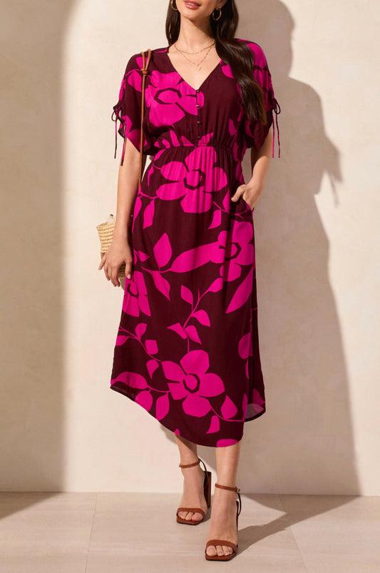 Tribal - Large Floral Print Midi Dress
