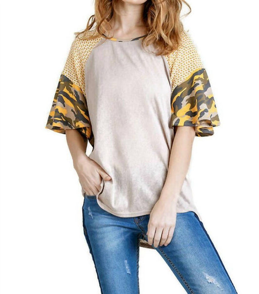 Umgee - Camo Bell Sleeve Top