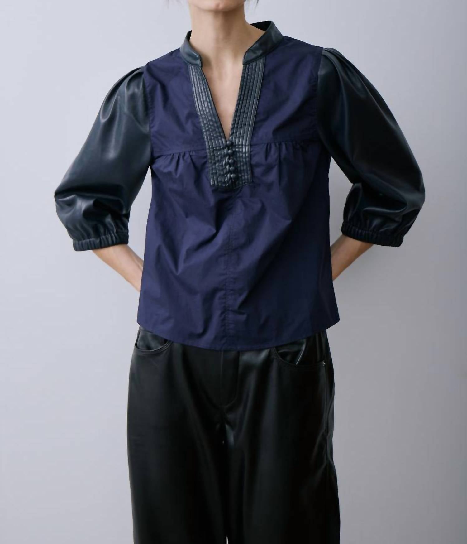 MELISSA NEPTON Rocha Blouse in dark navy - women's blouse