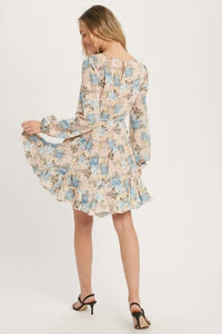 Bluivy - Floral Print Ruffled Swing Dress
