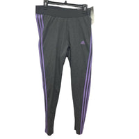 adidas Women's Cotton Blend Mid Rise Tight Fit Athletic Leggings - Plus in gray and purple - women's pants