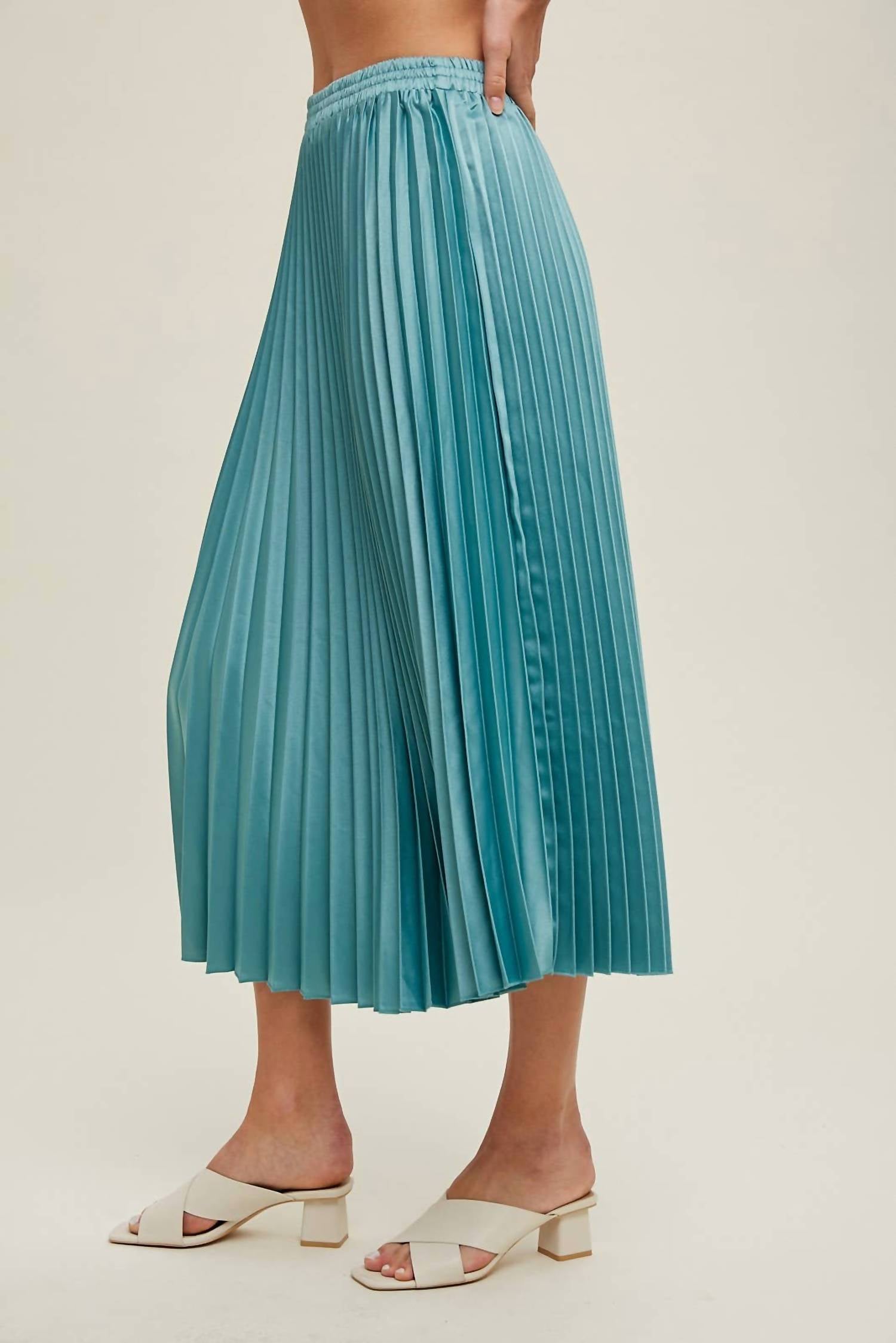 Wishlist - Laguna Satin Pleated Midi Skirt