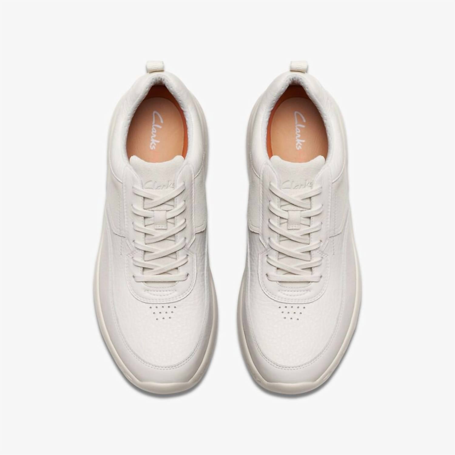 Clarks Men's Pro Lace Sneaker in white leather - men's sneaker - detail view