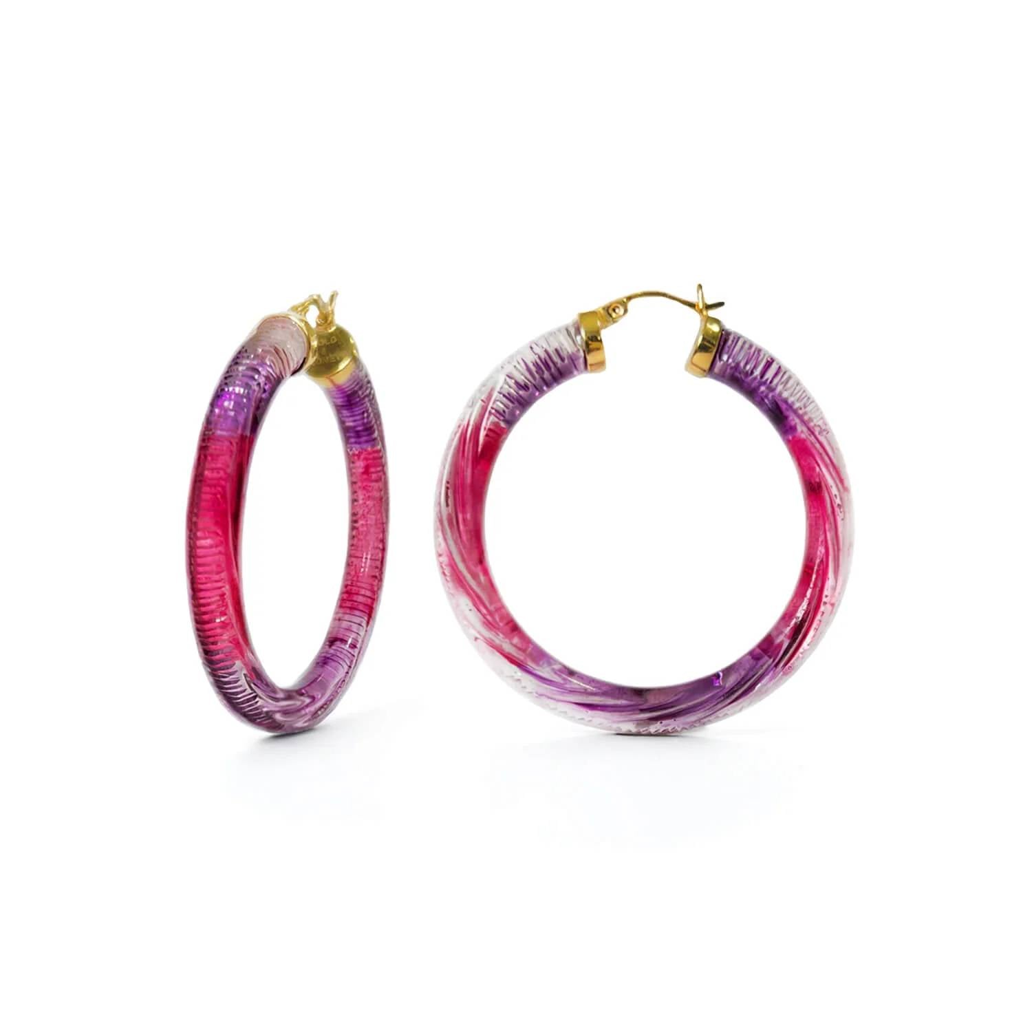 Gold & Honey - Women's Ombre Painted Instyle Lucite Hoop Earrings