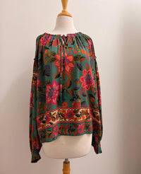 Easel - Exclusive Mixed Floral Print Woven Challis Top