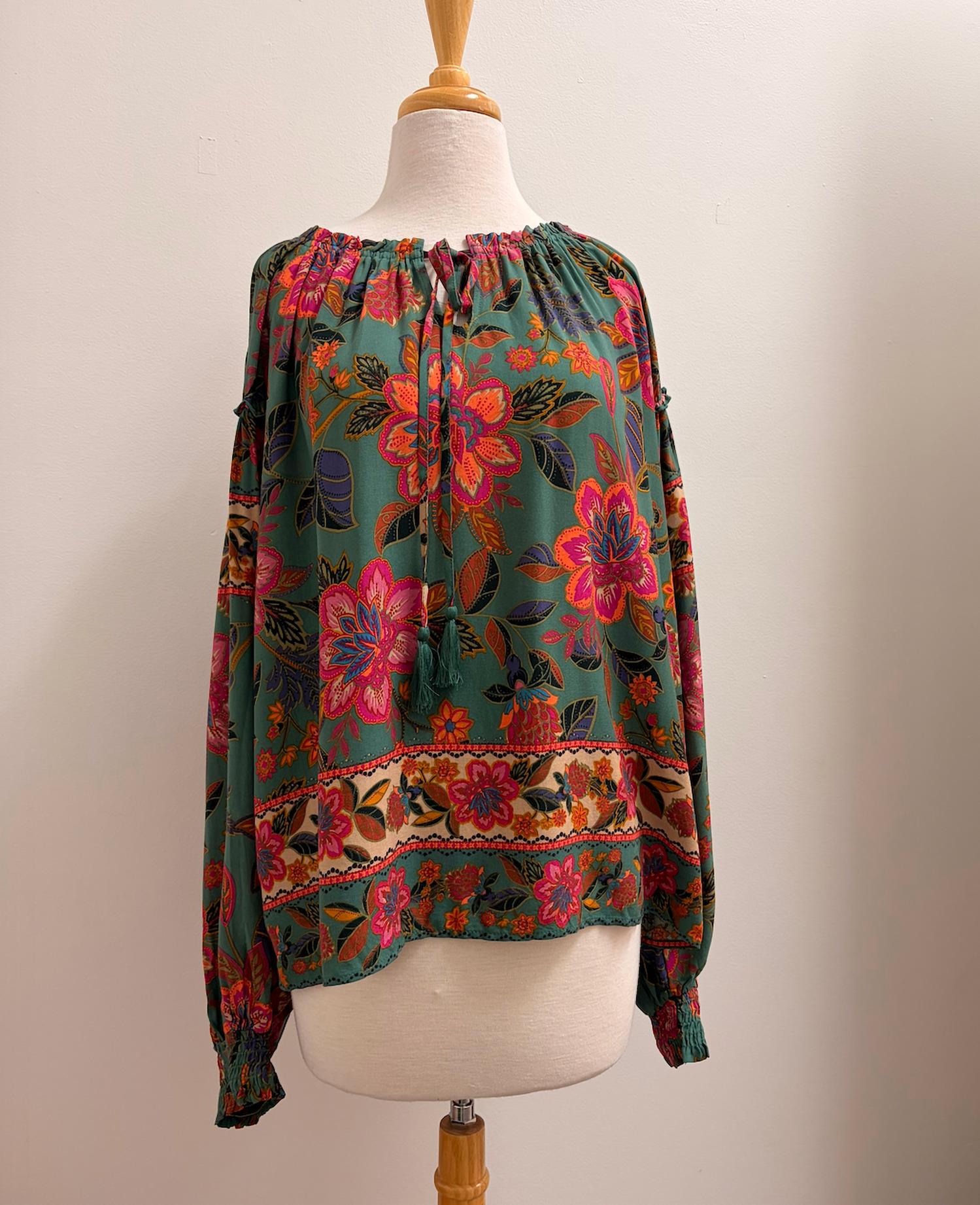 Easel - Exclusive Mixed Floral Print Woven Challis Top
