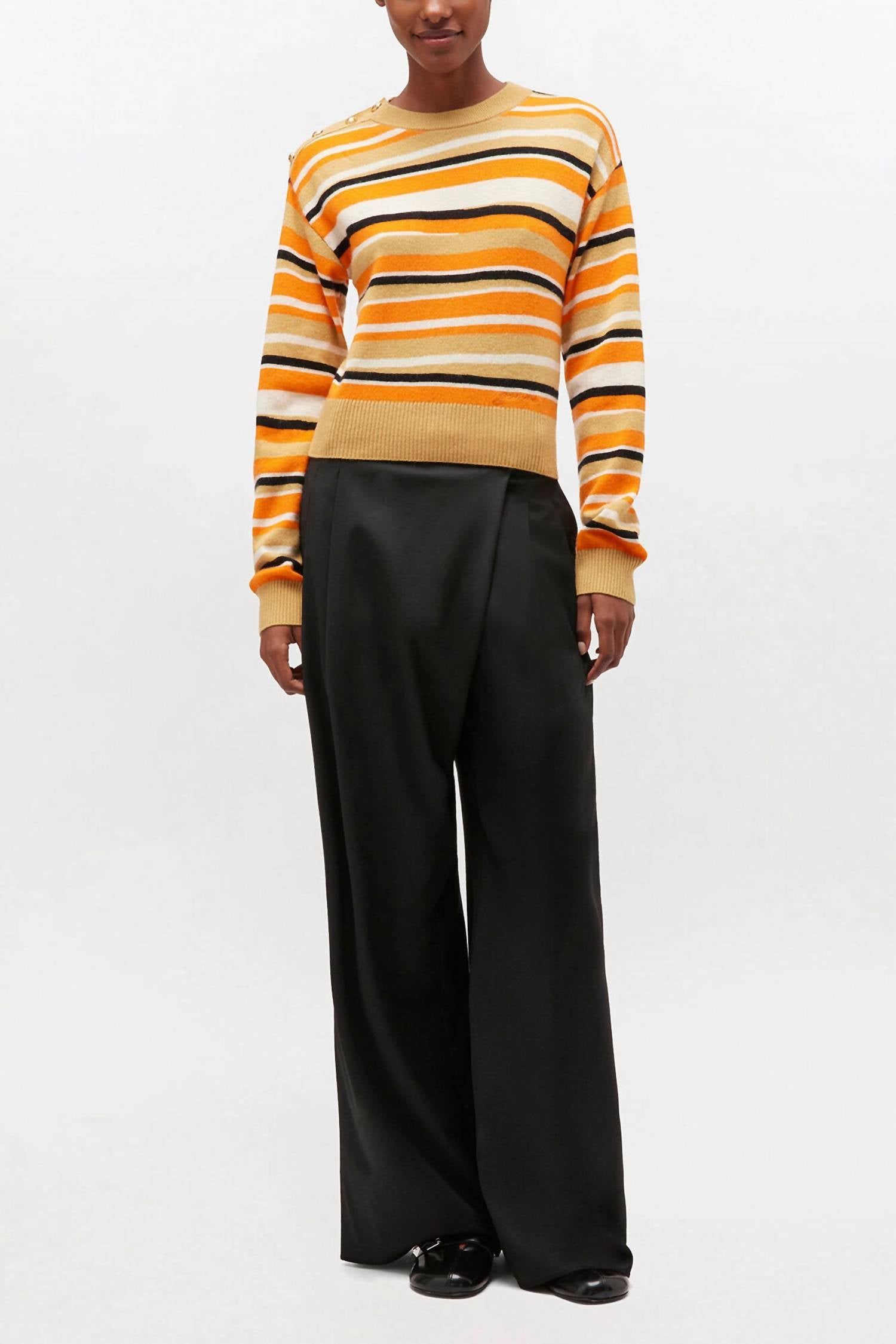 Ganni - Calendered Wool Mid Waist Pants