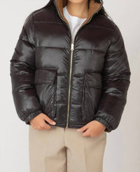 Dex Reversible Puffer Jacket in brown dark brown - women's jacket - alternate view