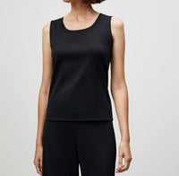 Lafayette 148 Cotton Rib Scoop Neck Tank Top in black - women's tank top