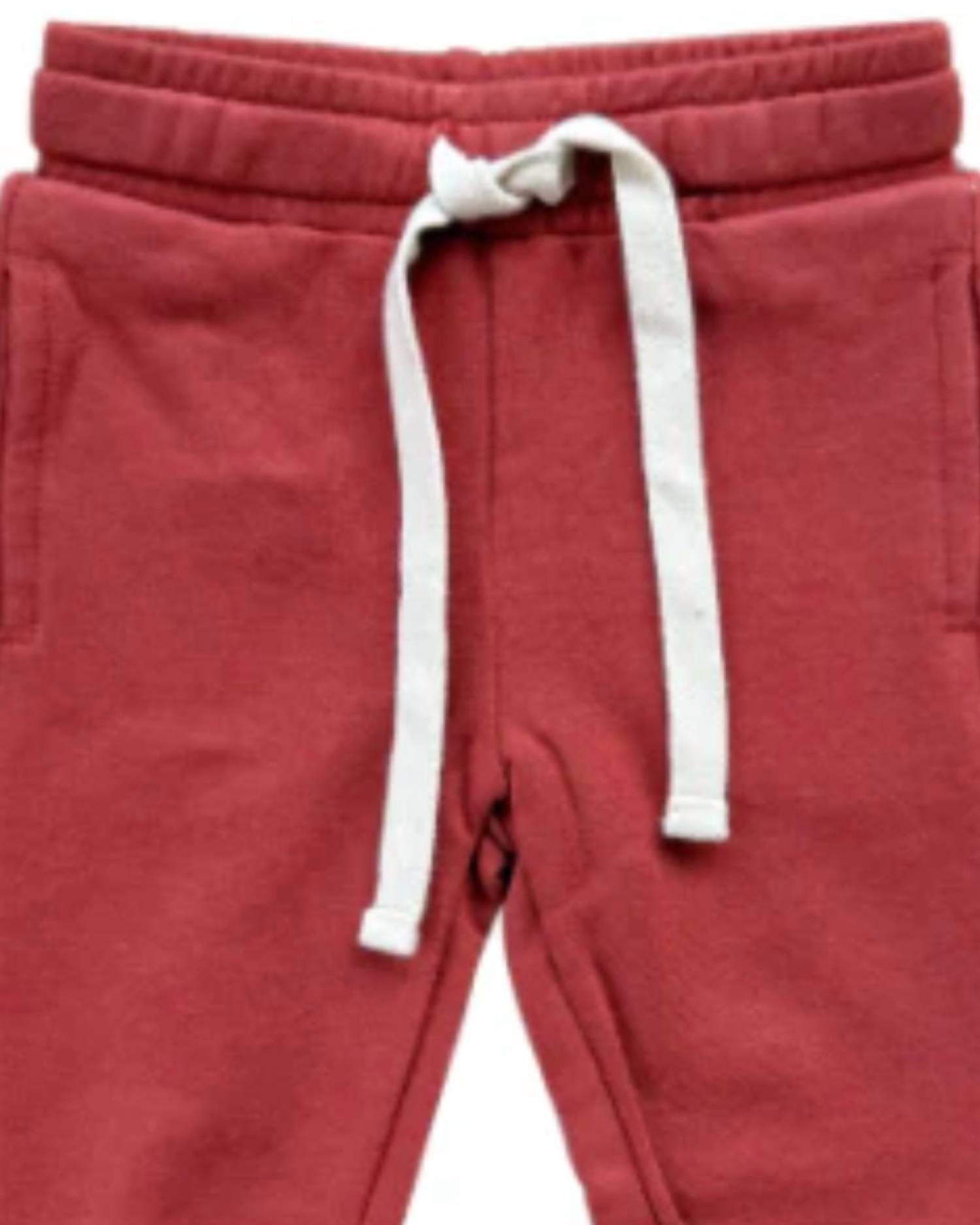 babysprouts Kid's Drawstring Jogger in berry red - kids' joggers - detail view