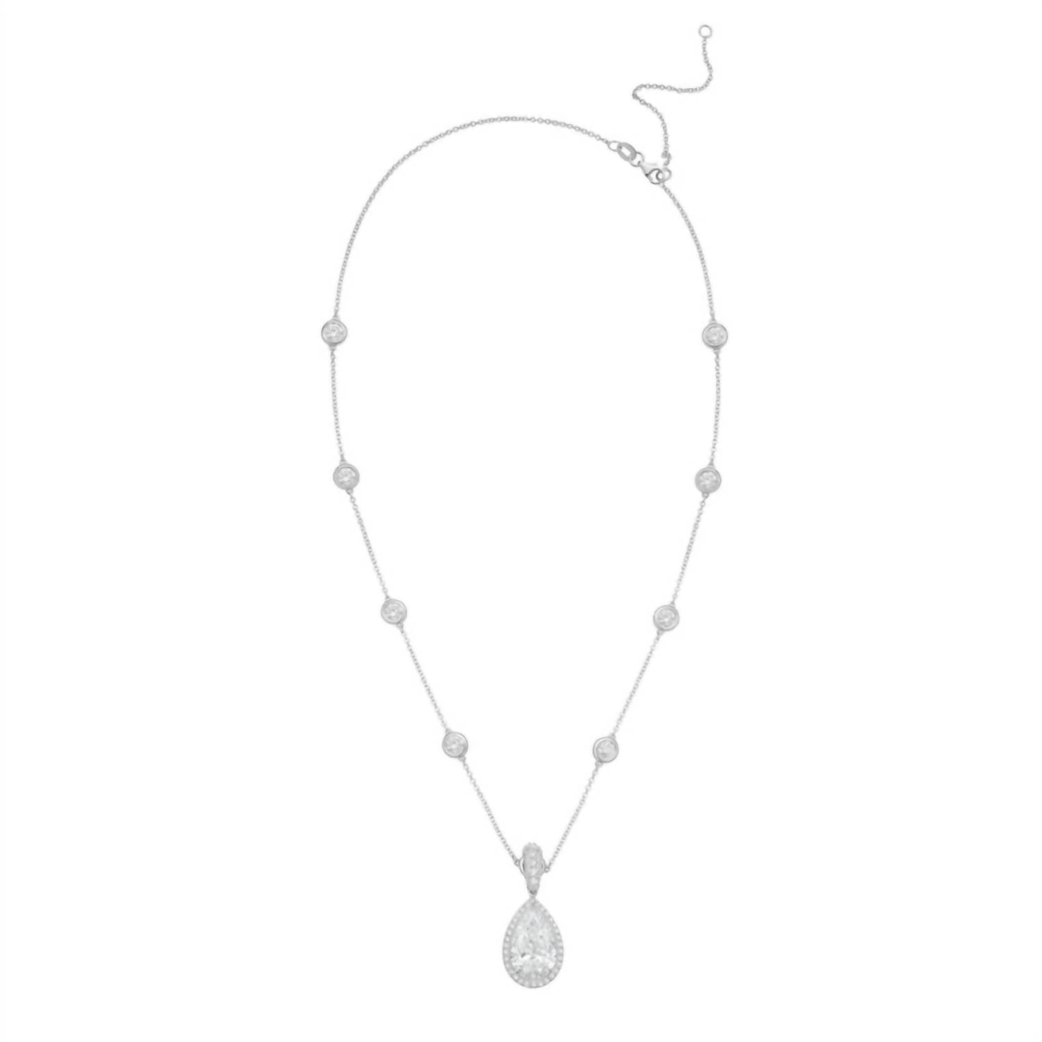 Diana M Jewels - Women's Pear & Round Lab-Grown Diamond Pendant Necklace (10.00 Ct) - Bold