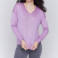 Charlie B - Lightweight V-neck Knit Sweater