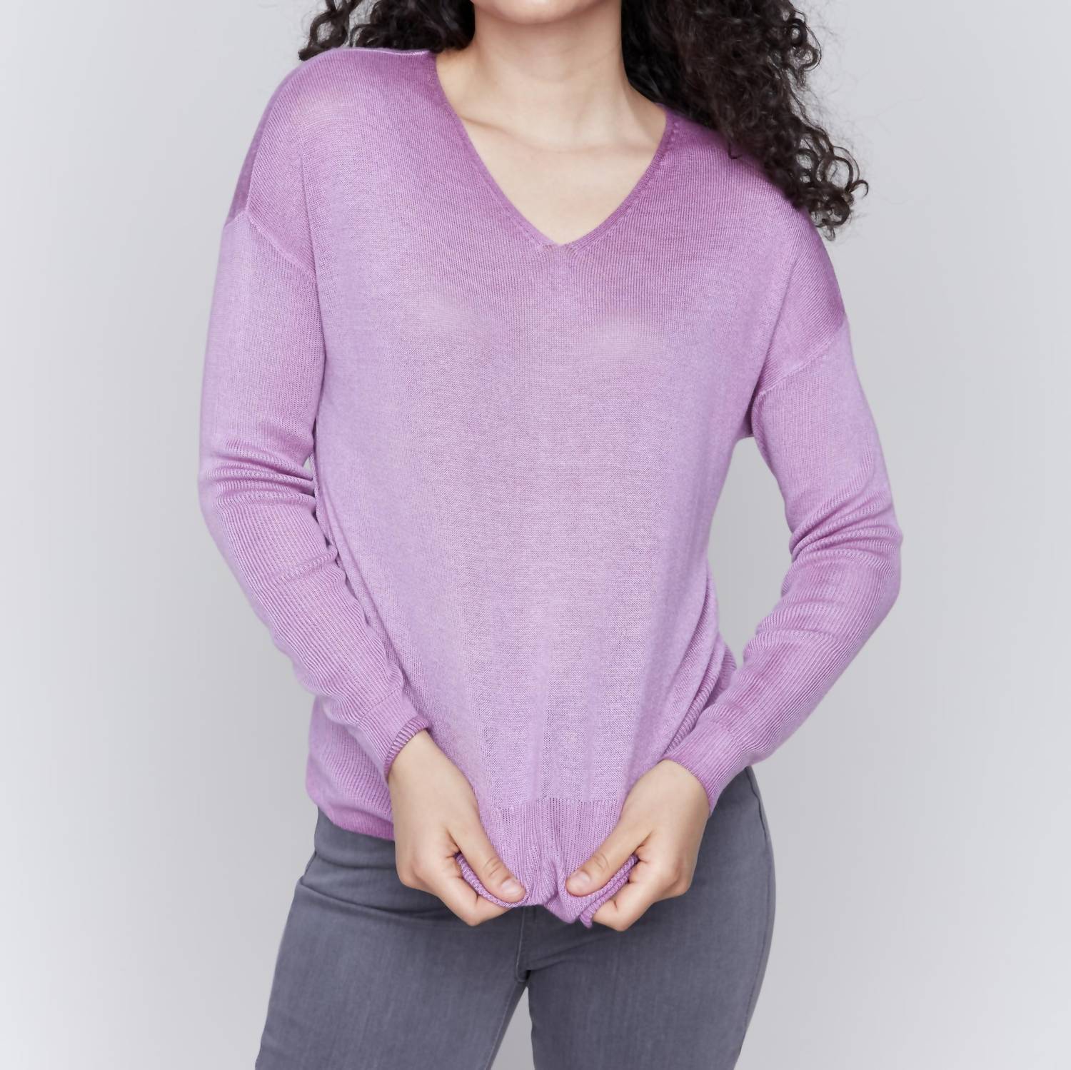 Charlie B - Lightweight V-neck Knit Sweater