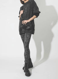 RAGDOLL LA R13 Denim Leggings in anthracite leopard - women's pants