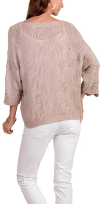 GIGI MODA Scacchi Knit Sweater in beige - women's sweater - detail view