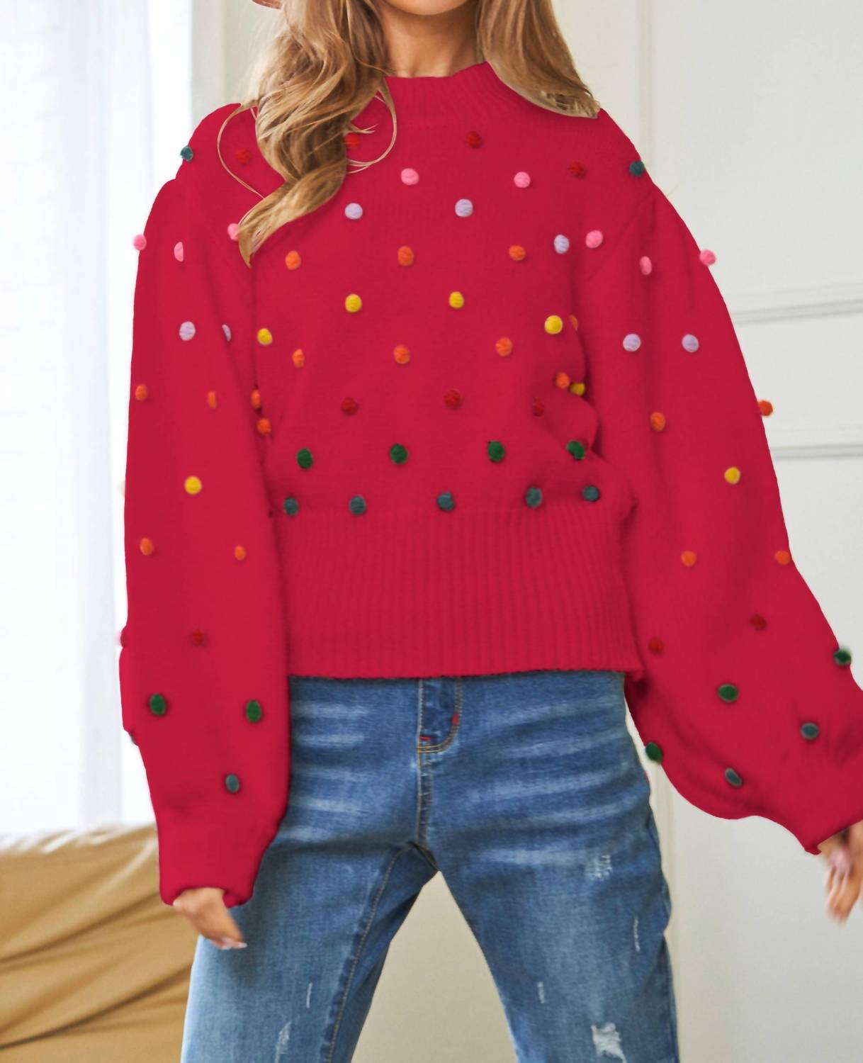 Davi & Dani - Rainbow Pom Sweater