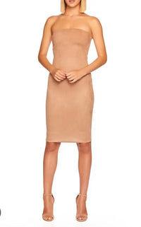 Susana Monaco - Faux Suede Tube Strapless Midi Dress