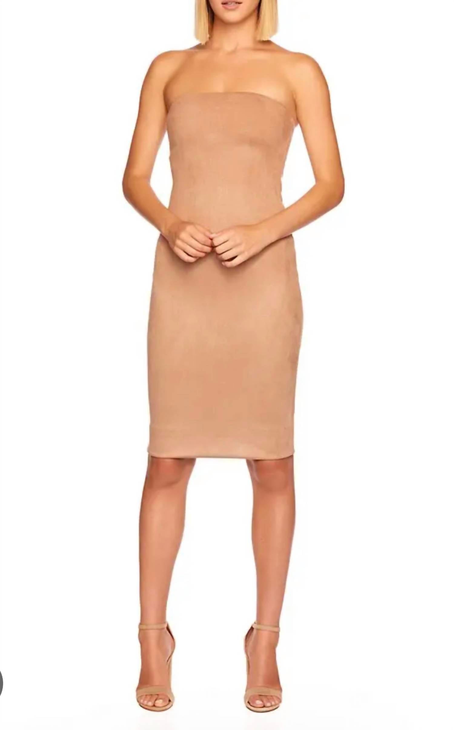 Susana Monaco - Faux Suede Tube Strapless Midi Dress