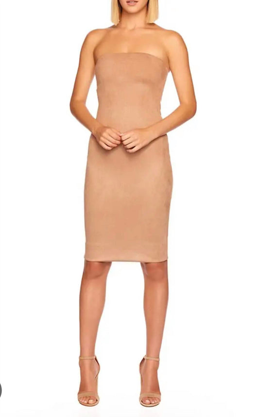 Susana Monaco - Faux Suede Tube Strapless Midi Dress