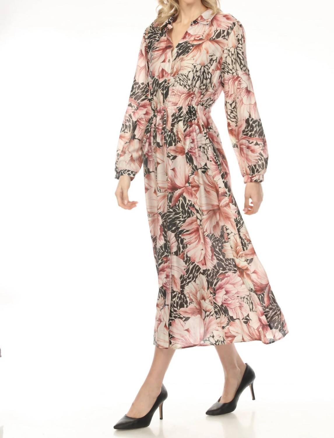 Joseph Ribkoff - Floral Button Front Midi Dress