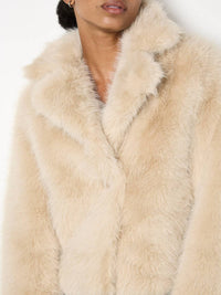 Apricot - Faux Fur Long Sleeve Short Coat
