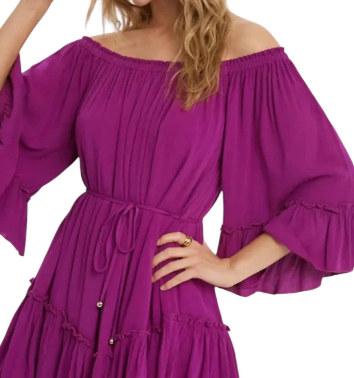 Bluivy - Ruffled Solid Boho Mini Dress