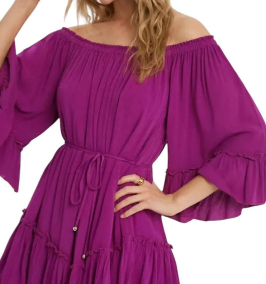 Bluivy - Ruffled Solid Boho Mini Dress