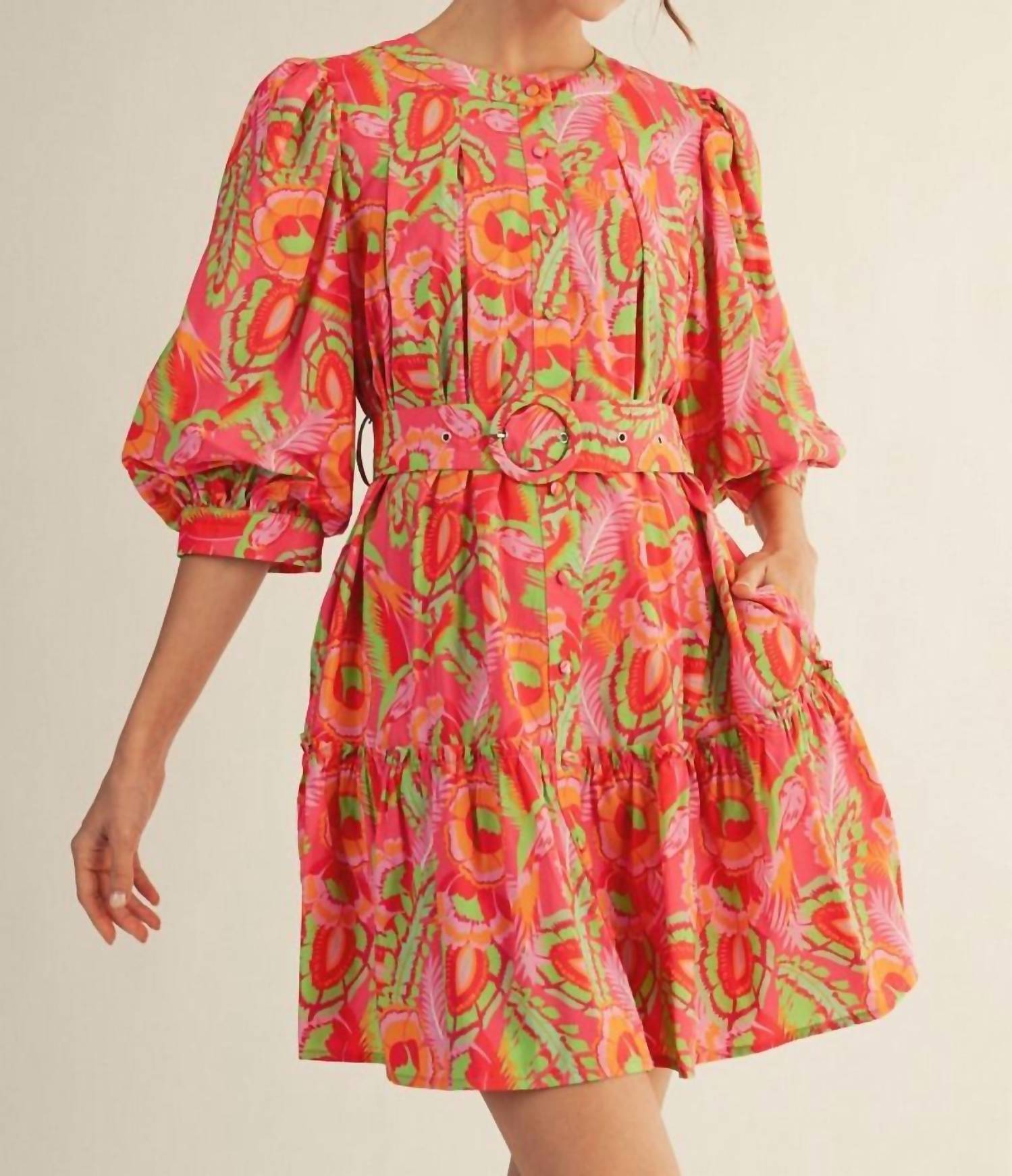 Jodifl - Button Down Geo Floral Dress