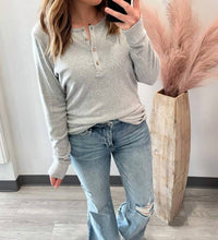 Michelle Mae - Ribbed Long Sleeve Henley Top