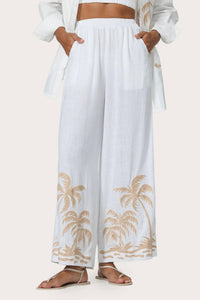 LUSANA Embroidered Pants in palma - women's pants