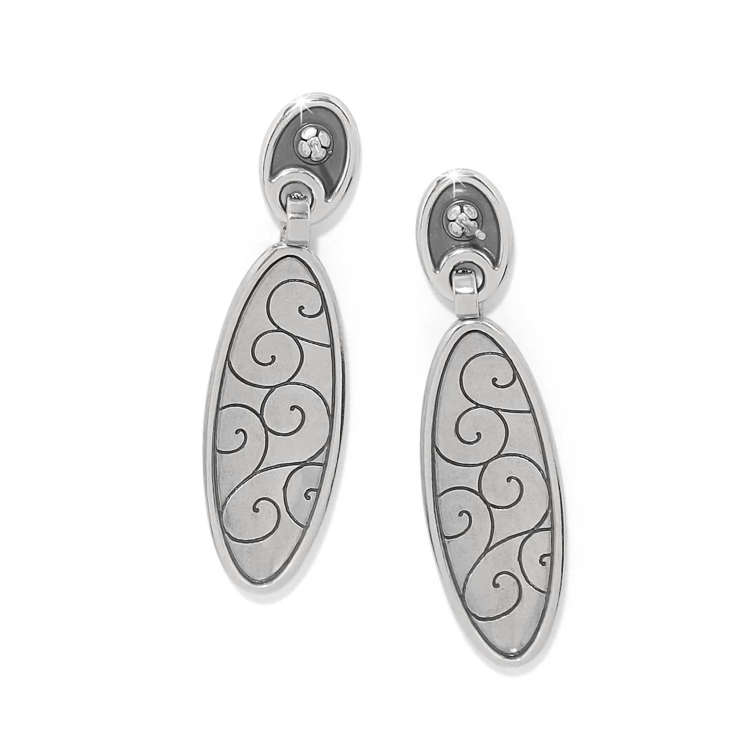 Brighton Women's Elegant Meridian Orbit Oval Post Drop Earrings in silver - women's jewelry - detail view