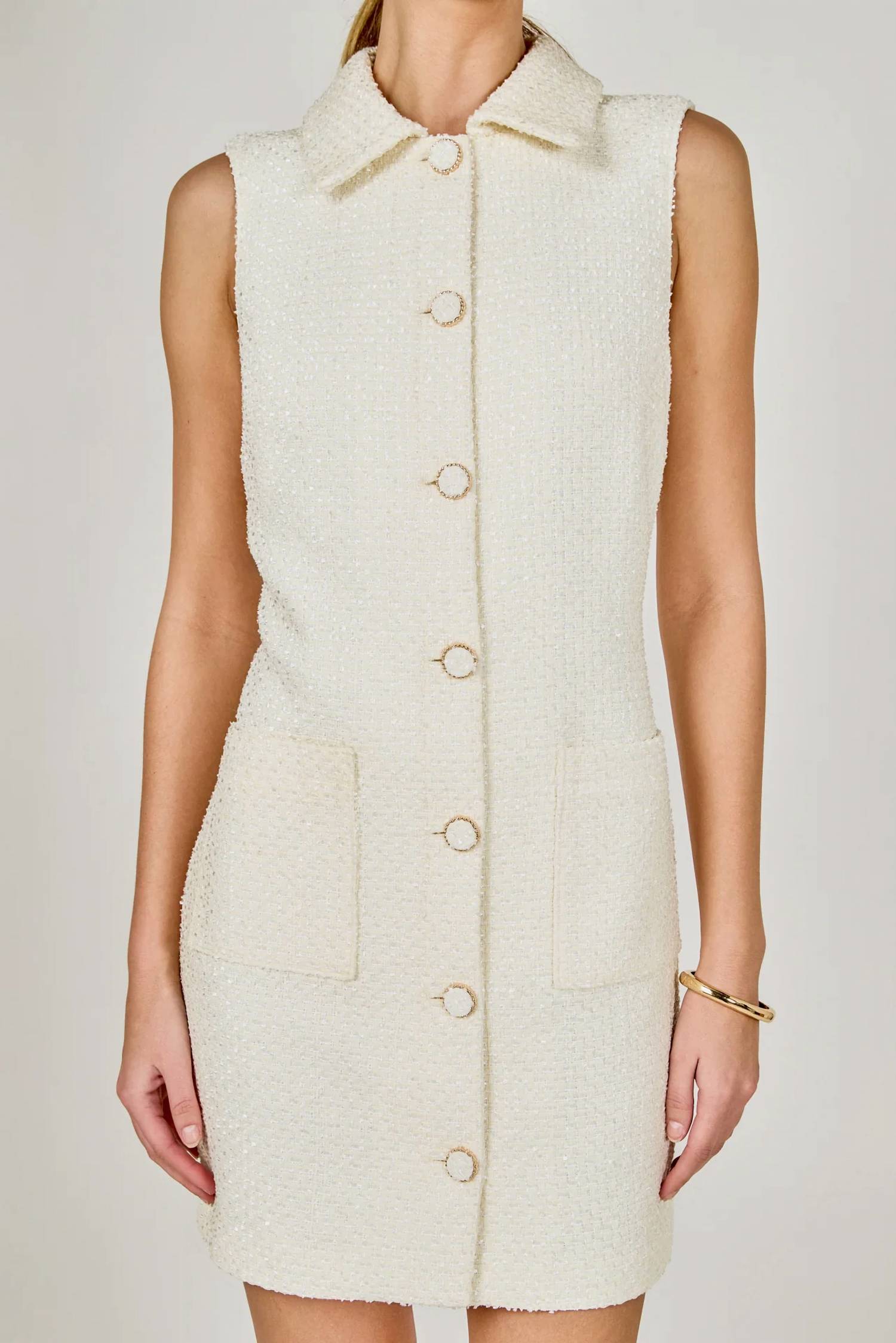Endless Rose - Tweed Collared Mini Dress