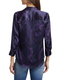 L'Agence - Dani 3/4 Sleeve Chain-print Silk Shirt