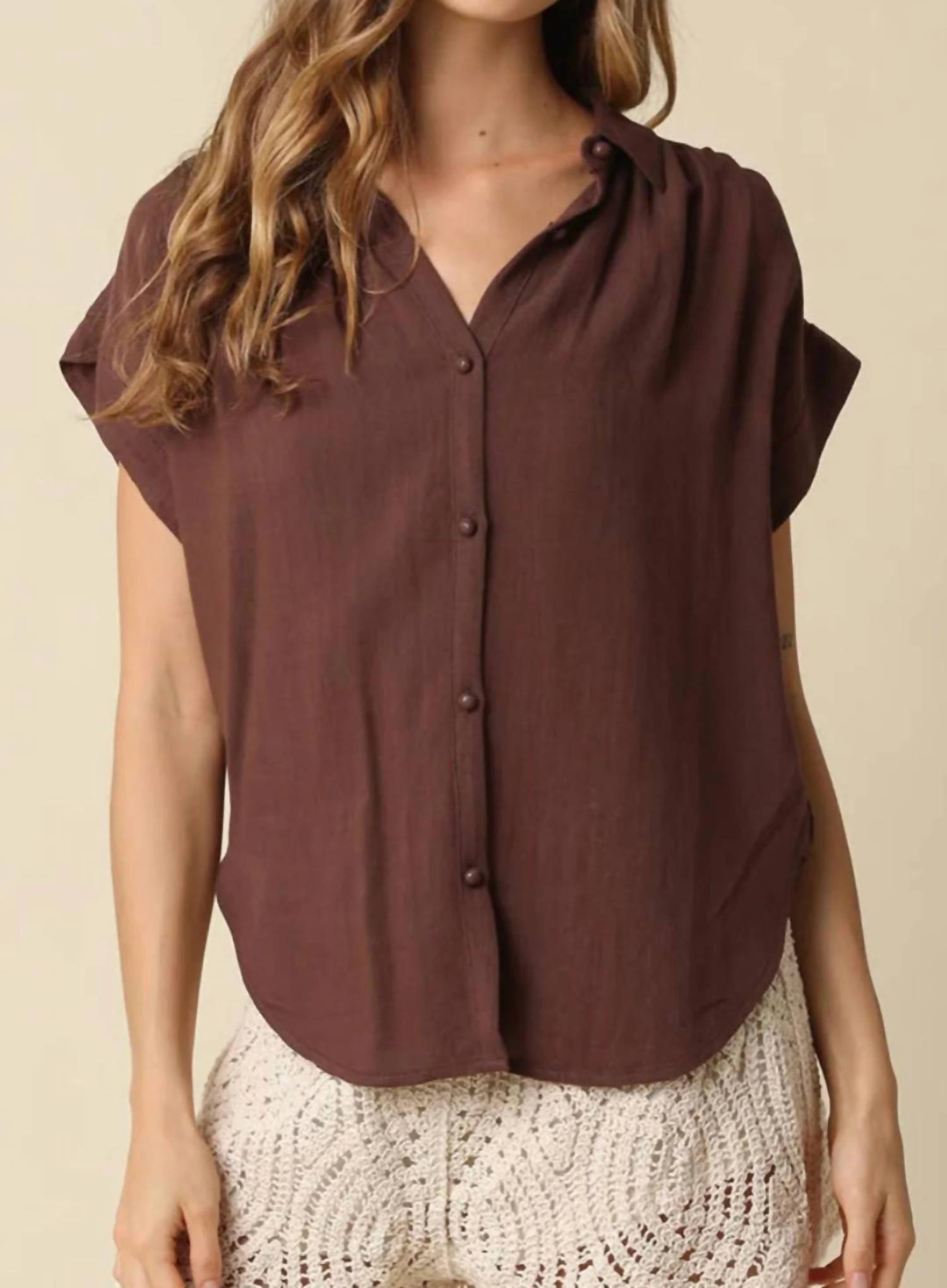 Olivaceous - Flutter Sleeve Blouse