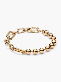 Pandora ME Metal Bead & Link Chain Bracelet in gold - women's jewelry