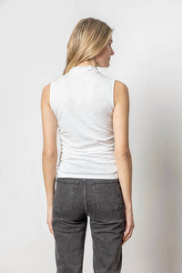 Lilla P - Shirred Mock Neck Tank Top