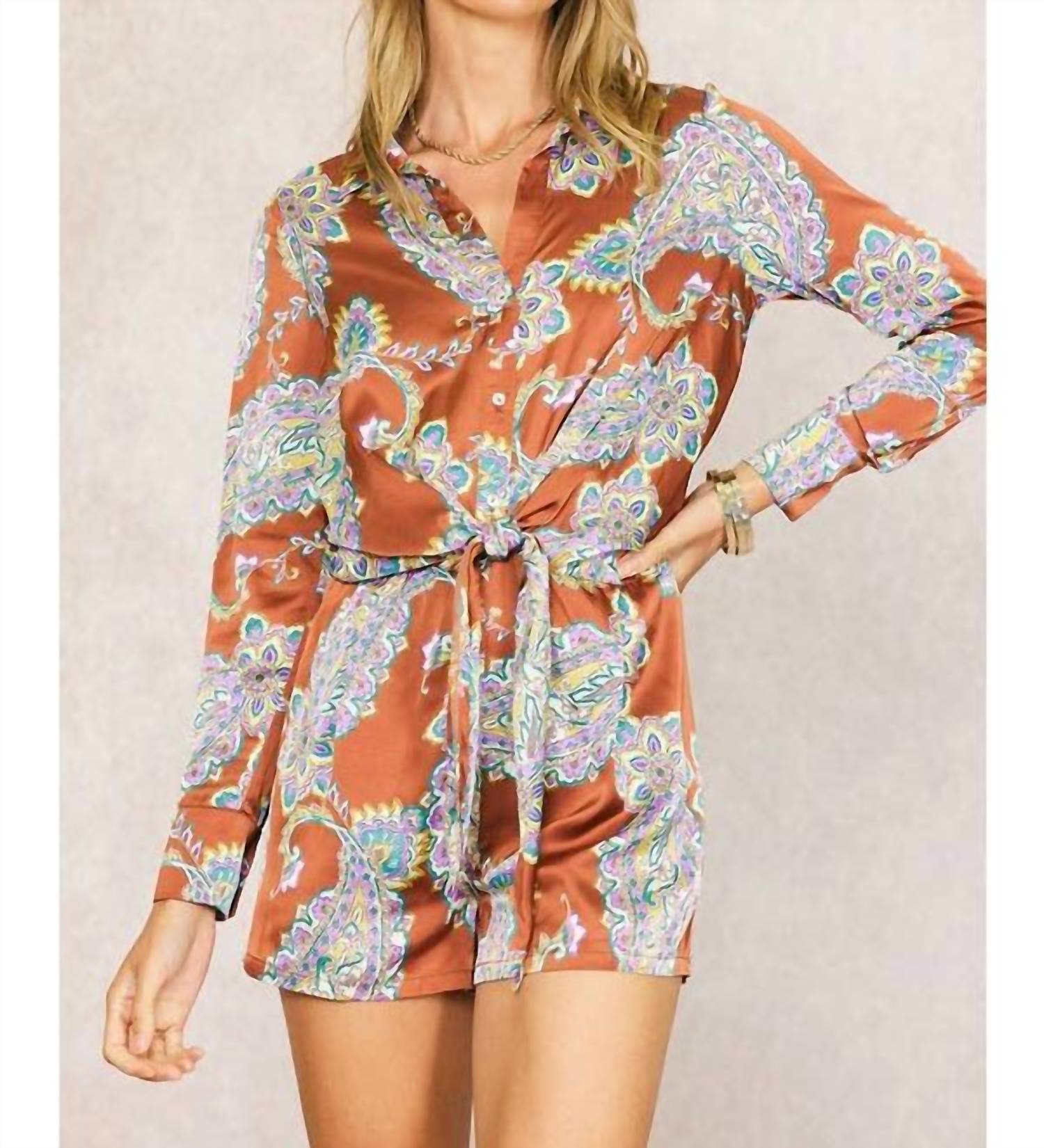 Illa Illa Bronzed Babe Romper in orange - women's pants